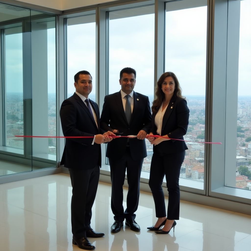 Fundadores de InverCol en la inauguración de la primera oficina